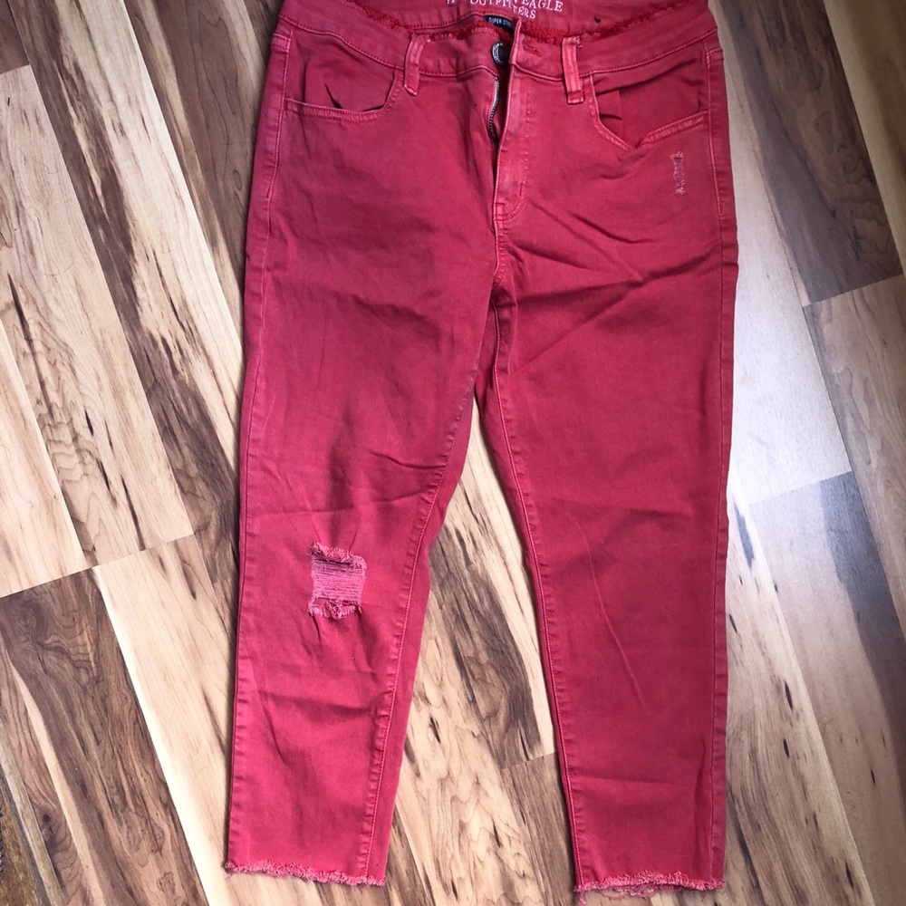 Red Cropped Jeggings